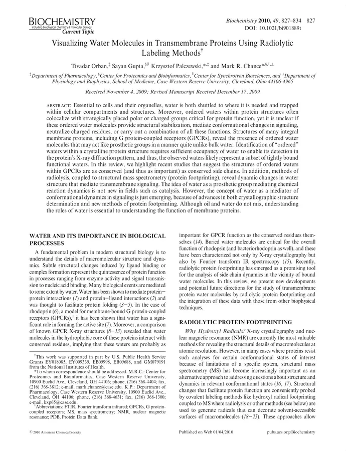 Visualizing water molecules in transmembrane proteins using radiolytic ...