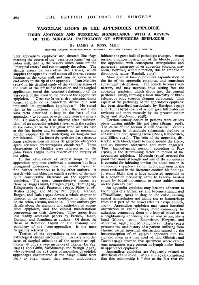 Vascular loops in the appendices epiploicae; their anatomy and surgical ...